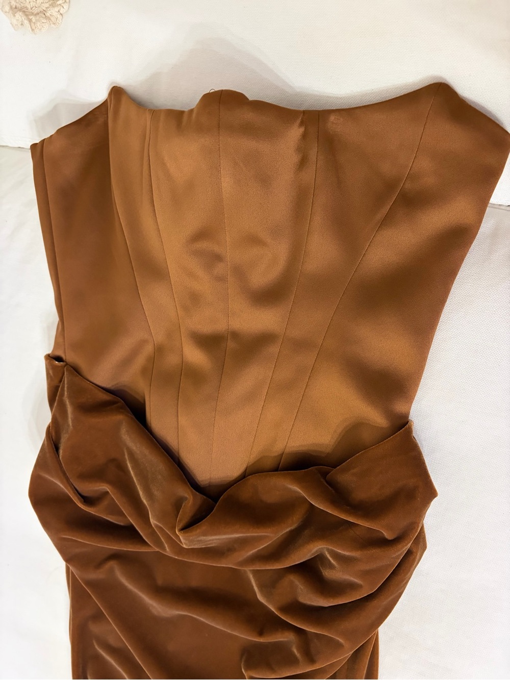 House of CB Strapless Brown PERSEPHONE
Coffee Velvet Strapless Corset Maxi Dress - Picture 4 of 9